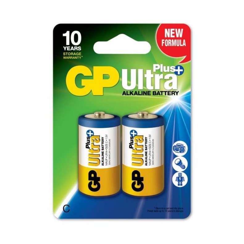 GP Ultra Plus 14AUP/LR14 2 stk. Alkaline batteri