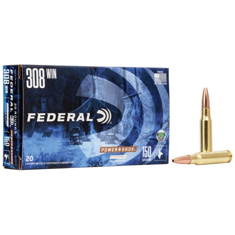 Federal .308 Win (blyfri) 9,7g/150gr Copper "Power Shok"