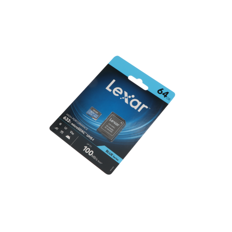 Micro SD-kort 64 GB m/adapter (V30) U3 R95/W45 Lexar 633X