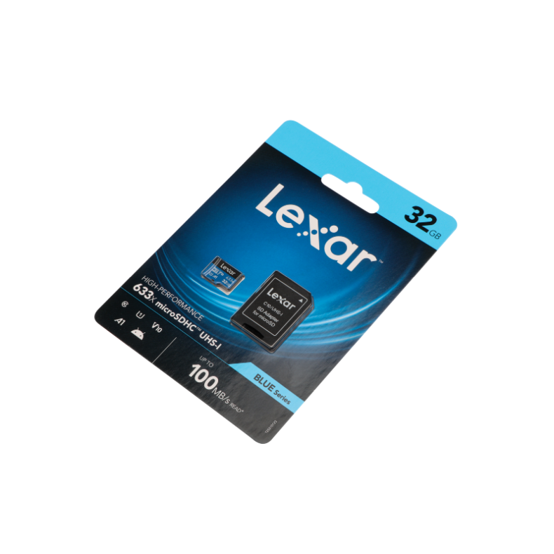 Micro SD-kort 32 GB m/adapter (V10) U1 R95/W20 Lexar 633X